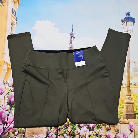 Apt. 9 Olive Green Pleated Skinny Ponte Pants Size XL New - Picture 2 of 7